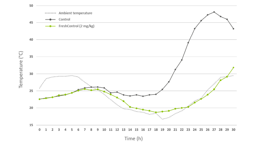 Figure 3: Temperature measurements of TMR treated